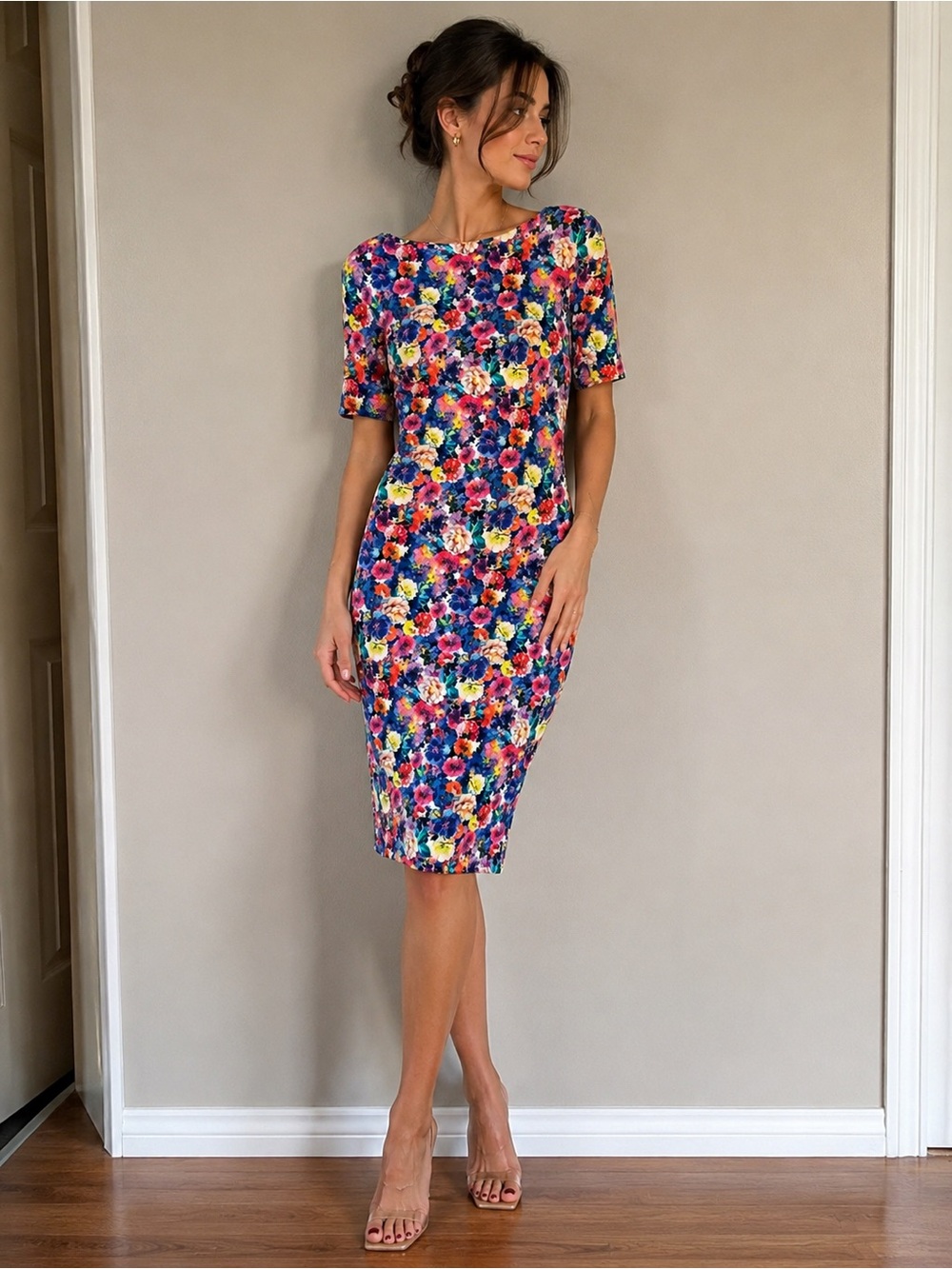 Zara Multicolor Floral Midi Dress
